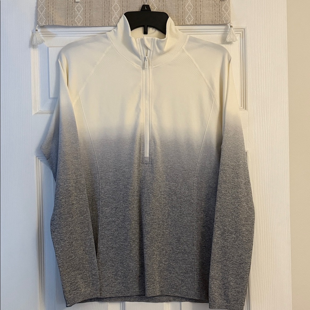 NEW! CALIA Ivory Ombré Quarter Zip, XL